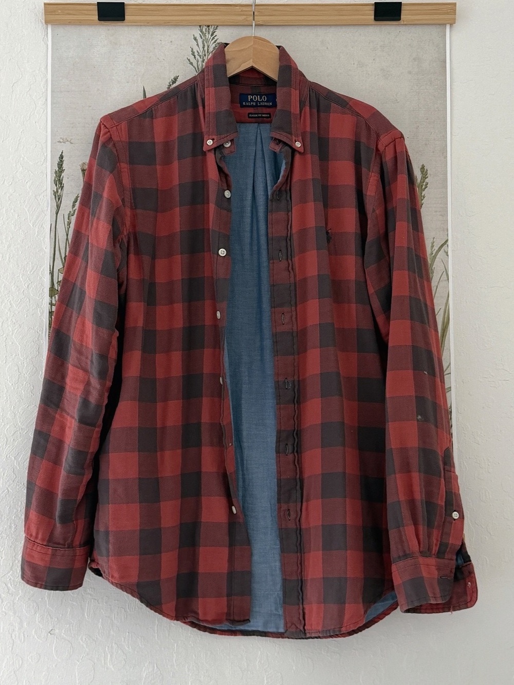 Polo Ralph Lauren Classic Fit Indigo Plaid Button Down in Red & Black Like New